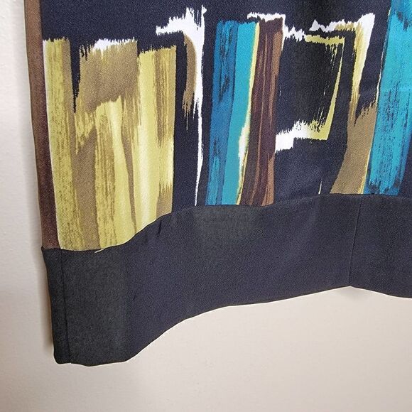 Connected Apparel Sleeveless Sheath Watercolor Black Brown Blue Size 4 - Picture 4 of 12